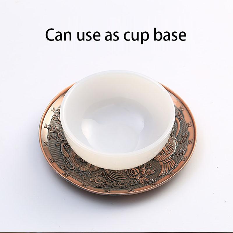 10cm Dragon and Phoenix Sandalwood Incense Burner Metal Incense Sticks Holders Can Use for Ashtray Plate Cup Base Home Decor