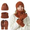 Men and Women, Warm Hat, Knitted Hat, Thick Scarf, Warm Gloves, Three Piece Set