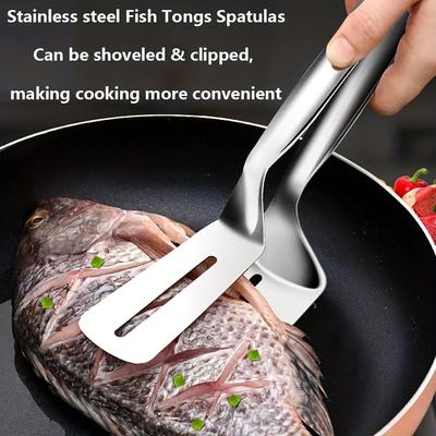 1/2/4 Stück Edelstahl Steak-Klammern Multifunktionale Spatel Doppelseitige Kochzange für Fisch Fleisch Pizza Küche Backwerkzeuge
