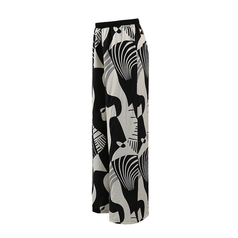 Sexy Hot Girl Style Tube Top Backless + Fashion Print Straight Pant Suit Women