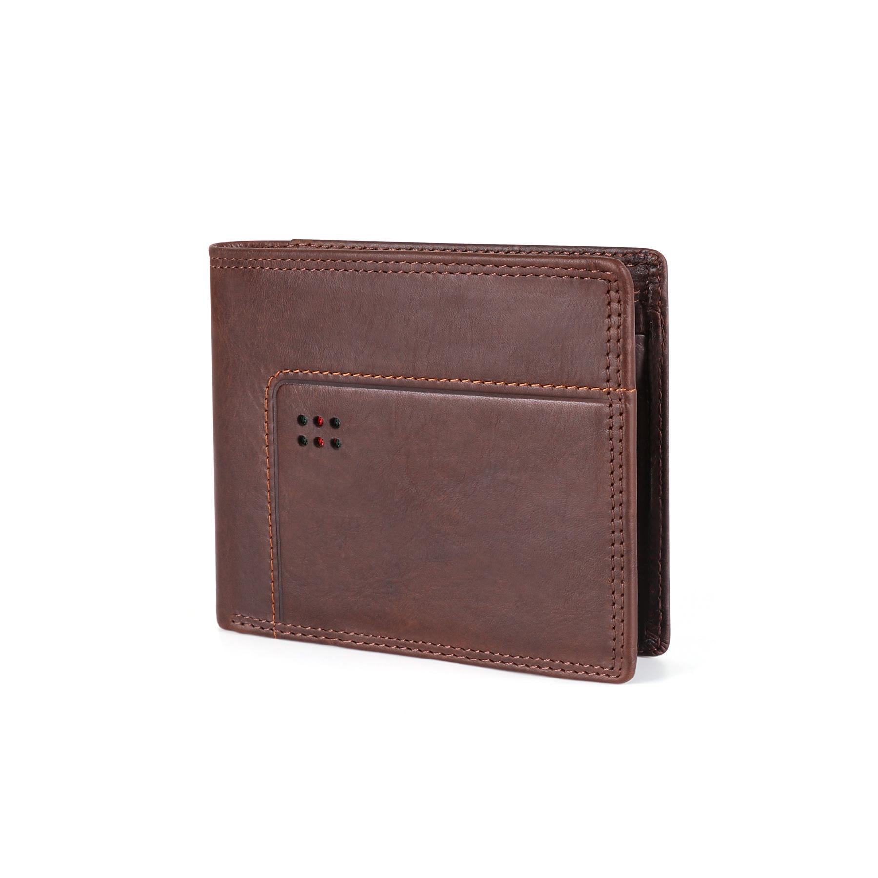 

Мужской классический кошелек из натуральной кожи: Короткий стиль с защитой от кражи, с несколькими отделениями для карт и ретро монетницей