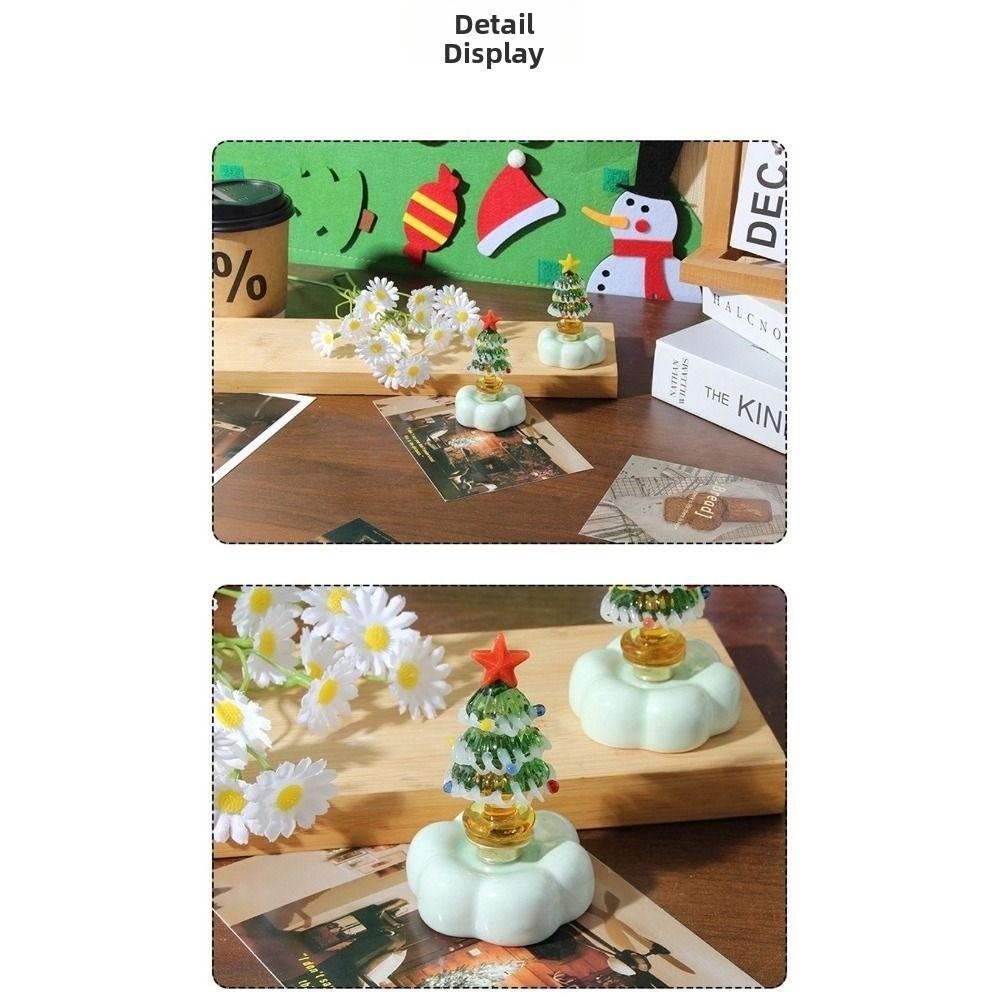 Solid Glass Glass Christmas Tree Figurine Rotating Base DIY Assembly Christmas Tree Ornament Star Topper Christmas Tree Statue