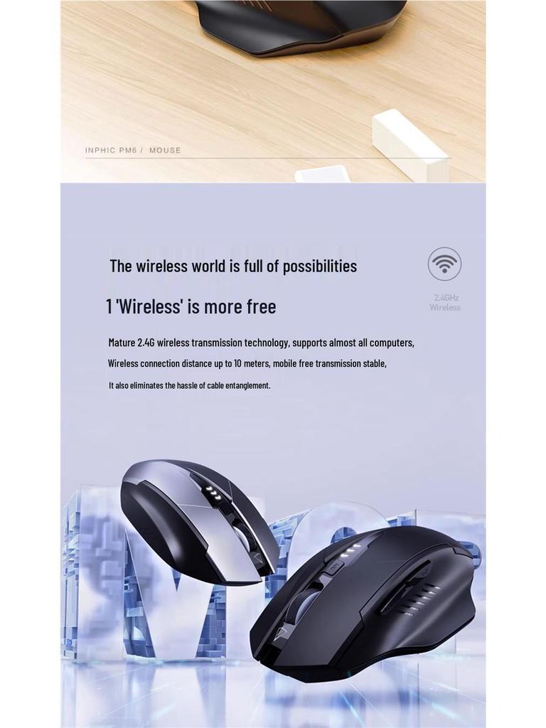 Inphic F1S Rechargeable Silent Bluetooth Wireless Mouse for Laptops