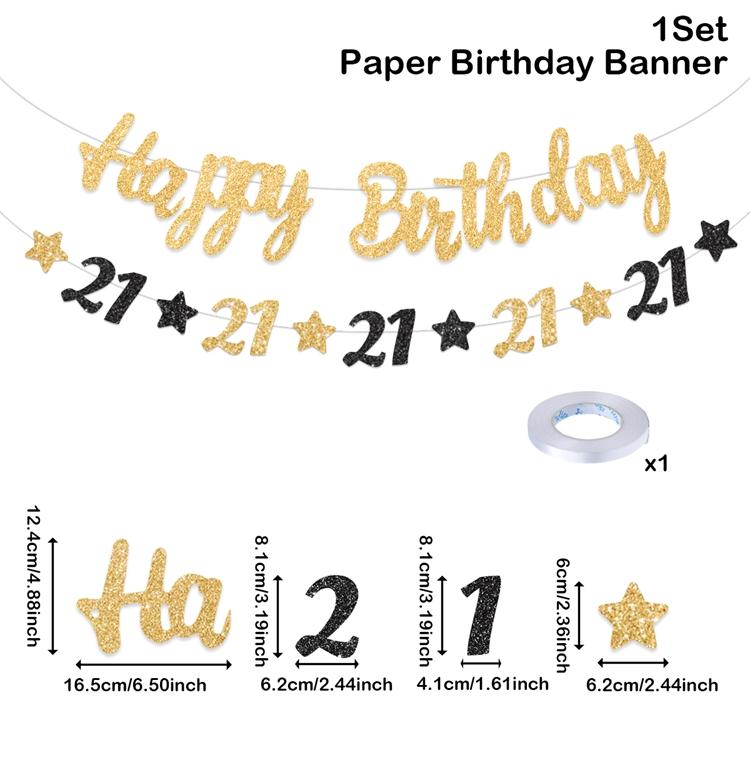 

Black Gold 21 60 70Years Glitter Banner for Women Man Adults 21th 60th 70th Happy Birthday Anniversary Party Hanging Decorations