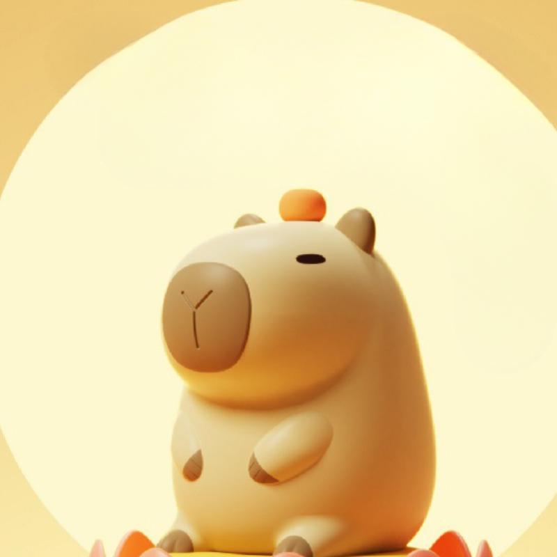 Silicone Capibala Night Light Rechargeable Dimmable Tapping Light Bedside Decoration Room Soft Light Timed Sleeping Light