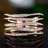 Cute Female White Zircon Stone Rose Gold Color Wedding  Promise Engagement Rings For Women