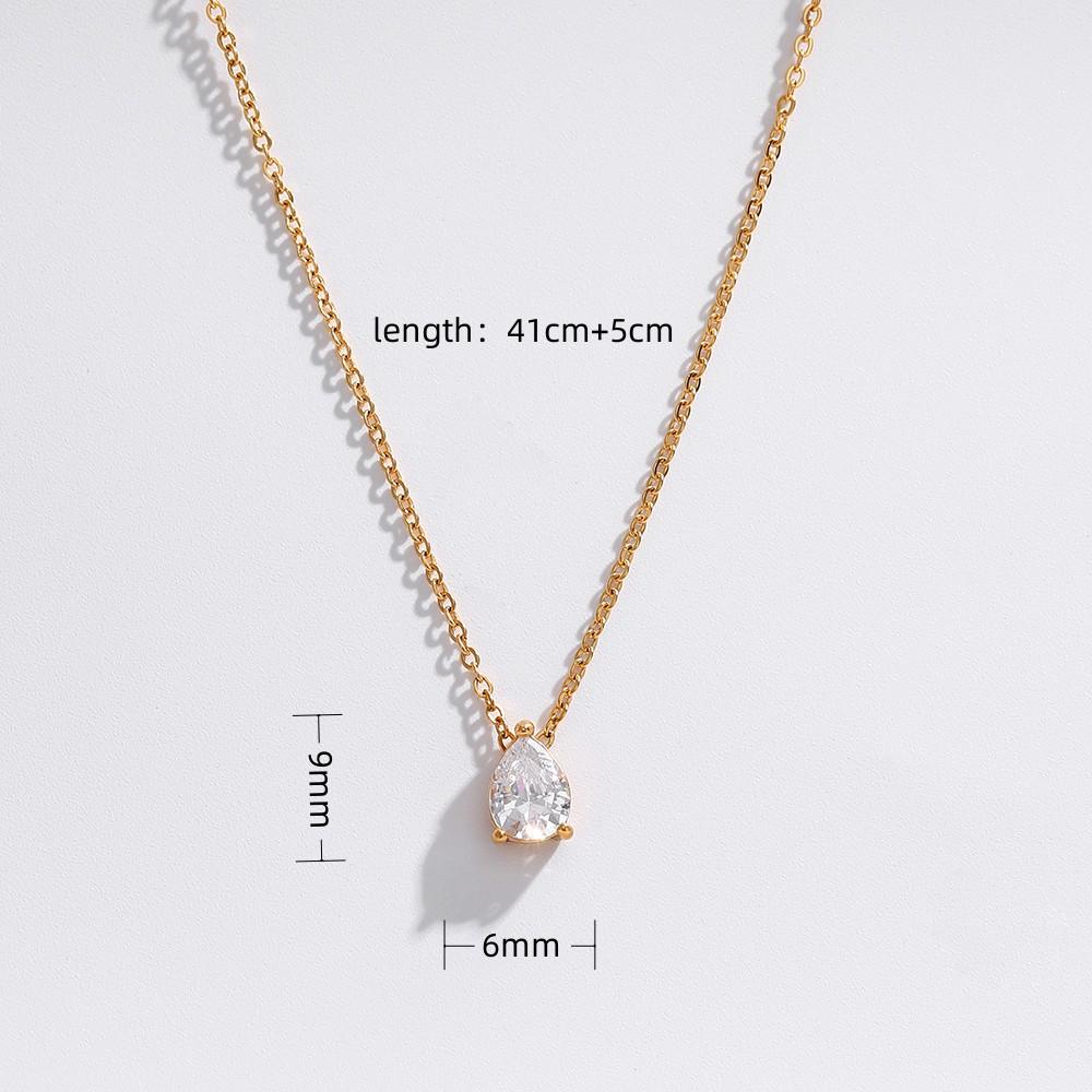 High End  Gold PVD  Dainty  Waterdrop & Oval Zirconia Stainless Steel Pendant Hypoallergenic Waterproof Necklace Fashion Jewe
