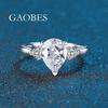 New S925 Sterling Silver Women's Ring, Ice Cut Water Drop Design In Blue, Yellow, Pink, White Colors with Simple Diamond Accents.