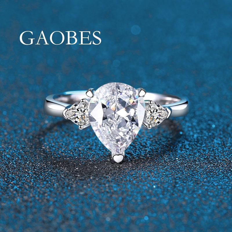 New S925 Sterling Silver Women's Ring, Ice Cut Water Drop Design In Blue, Yellow, Pink, White Colors with Simple Diamond Accents.