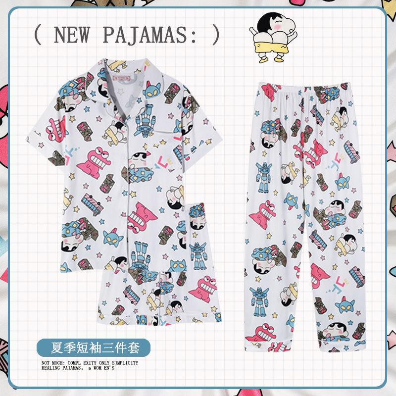 Soft Waxy Rabbit Pajamas Women's Japanese Milk Gentle and Cute Cartoon Girly Casual Short-sleeved Loungewear Three-piece Set