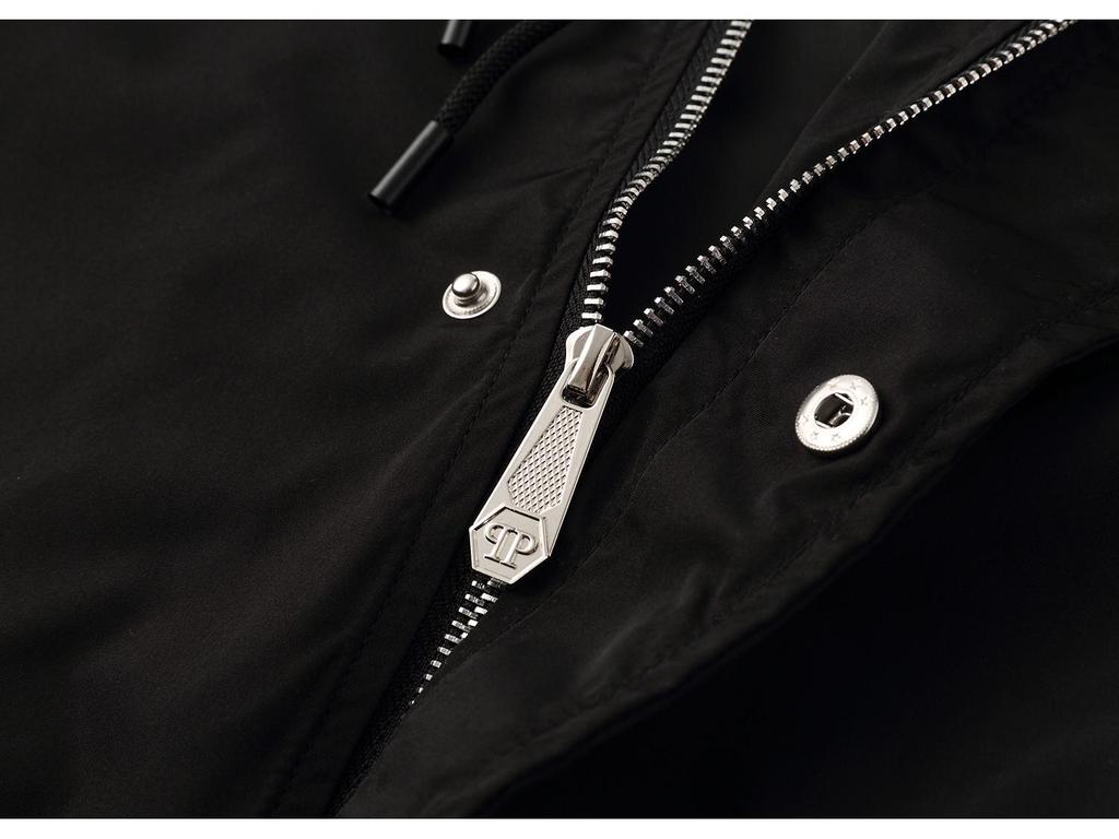 Pánská černá bunda Philipp Plein s kapucí - Podzimní/Zimní kolekce