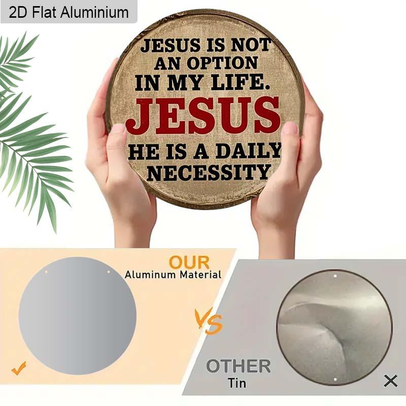 2D Flach 1 Stück Christentum Aluminium Dekorationsschild, "Jesus ist eine tägliche Notwendigkeit" Zitat Schild, Heimdekoration, Kirchen Dekoration und Gebetsraum Dekoration, Perfekt