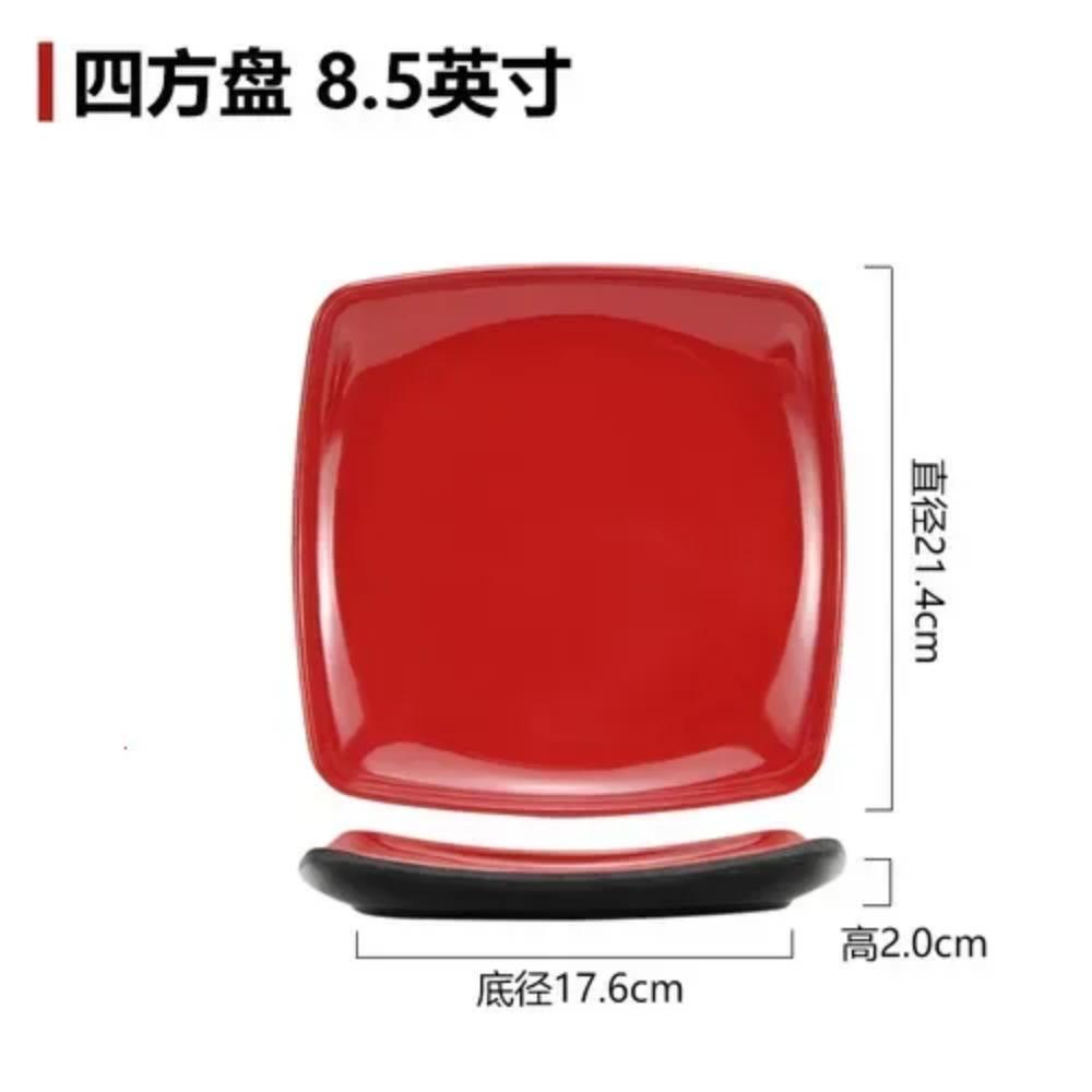 Black and Red Melamine Bowls, Buffet Plates, Ramen Bowl, Soup, Salad Bowl, Plastic Bowls, Kitchenware, Restaurant Supplies T9W9E