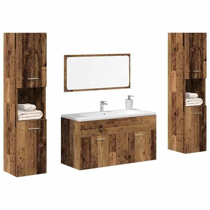 VidaXL Ensemble de meubles salle de bain 4 pcs bois d'ingénierie, armoire de salle de bain, placard de salle de bain, meuble 3328595
