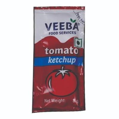 Ketchup de tomate Veeba (MRP-Rs.1,5/- cada sachê) 8 gramas 200 sachês (2 pacotes de 100) com chaveiro de Rs.99/-