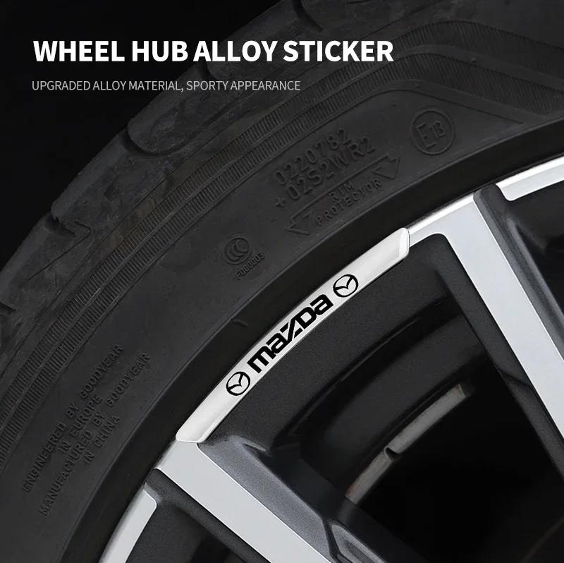 4pcs Aluminum Car Badge Wheel Hub Stickers Auto Rims Decoration Decal For Mazda Speed 3 5 6 BK CX-3 CX-5 CX7 CX-7 Demio Axela MS