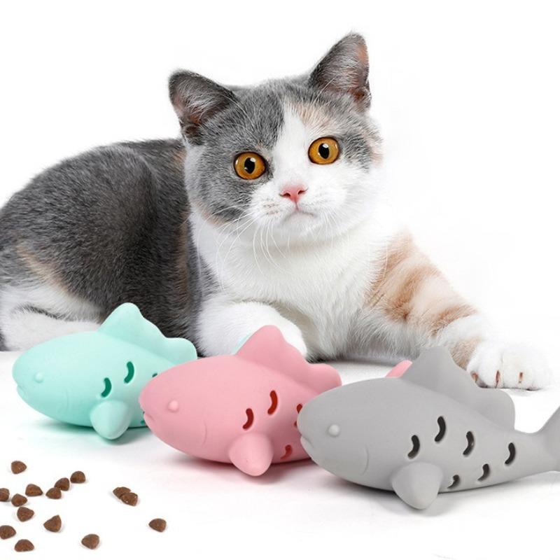 Interactive Fish Cat Toy Indoor Bite Resistant Kitten Toy Silicone Chew Cats Food Dispenser Feeder Pet Supplies