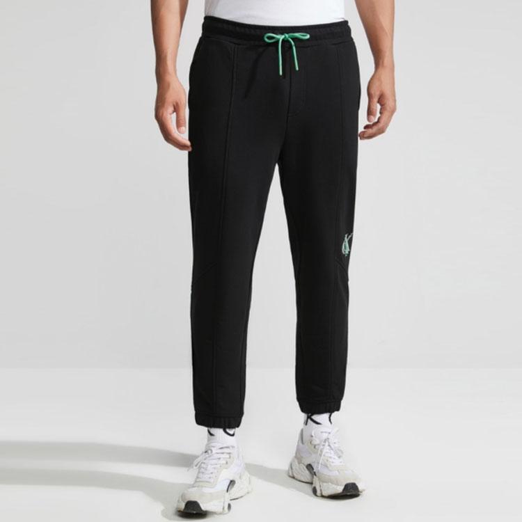 Calvin Klein Minimalist Letter Embroidered Drawstring Waist Melange Sports Casual Pants Men bottoms Space-Black J323183-BEH