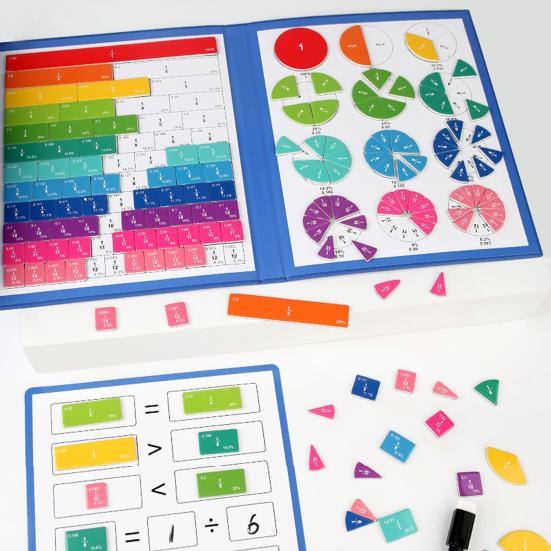 1 Set Magnetic Fraction Tiles Circles Percentage Decimal Fraction Math Manipulatives Elementary Students Teaching Aid Educational Fraction Puzzle Toy
