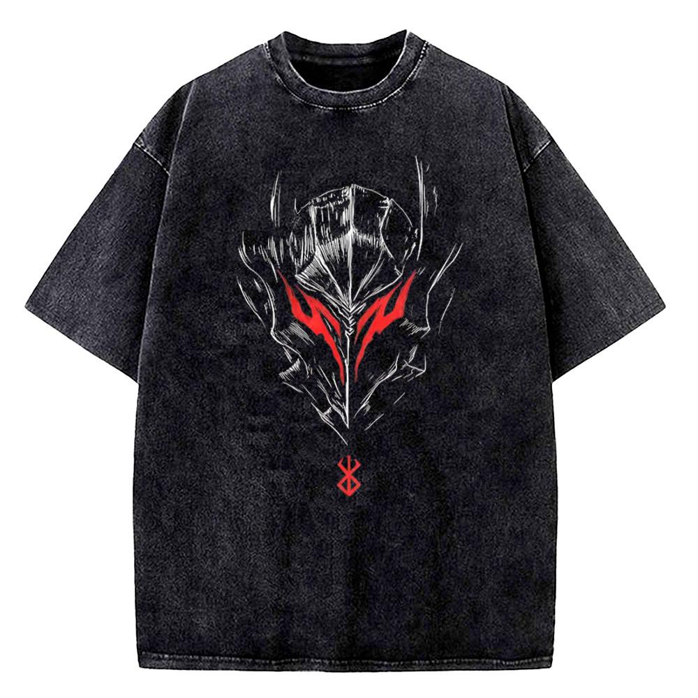 HOT Berserk Manga Tshirt Guts Anime T Shirt Men Women T-shirt Vintage Washed Cotton Clothing Summer Casual Short Sleeves Tees