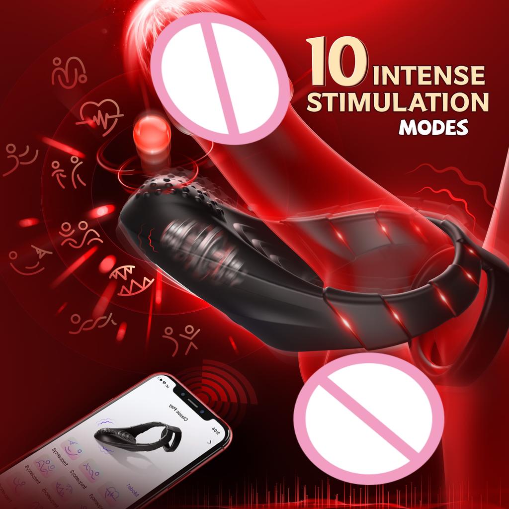 App Control Vibrating Cock Ring Cockring Penis Ring Delay Ejaculation Clitoris Stimulator Penisring Male Sex Toys For Couples
