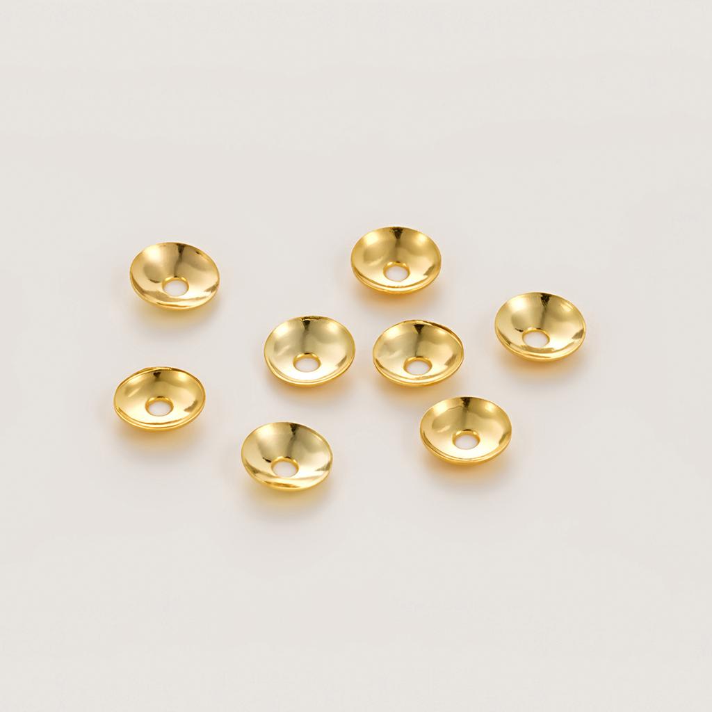 50Pcs 3/4mm 14/18K Gold Color Plated Copper Beads Caps Spacer Beads for DIY Necklace Bracelets Jewelry Making Accessories