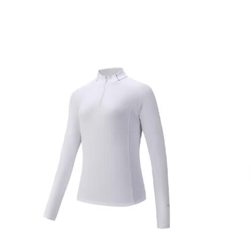 ANTA Women s Brushed Half-Zip Stand-Collar Long-Sleeve T-shirt S