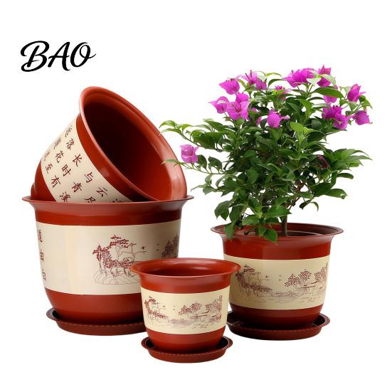 Vaso da Giardino Durevole per Balcone Paesaggistico in Plastica per Fiori Piante Grandi con Fori di Drenaggio & Sottovaso, Fioriera Resistente al Gelo Uso Stagione Intera