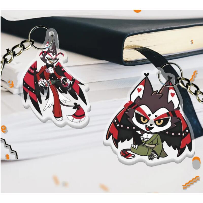 Acryl Schlüsselanhänger für Hazbin Hotel Alastor Vaggie Husk Angel Dust Niffty Anime Anhänger Kreativer Acryl Rucksack Anhänger