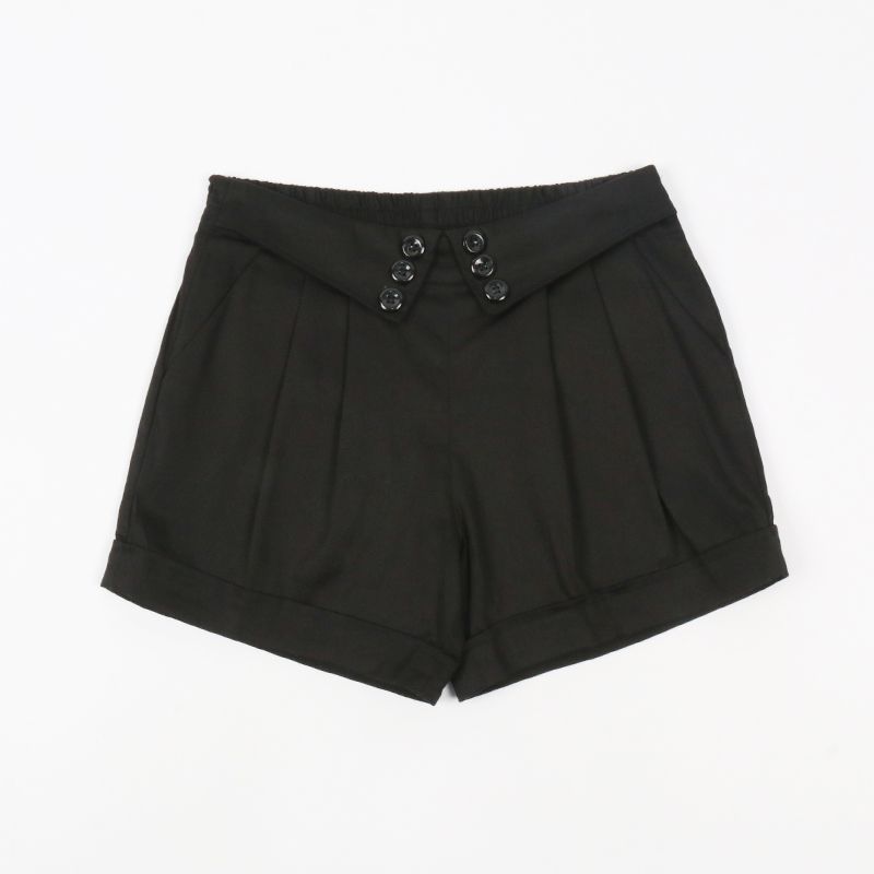 

Export British Double Breasted Stylish Shorts Women s Summer Capris Slim Looking Elastic Waist Casual Straight-Leg Shorts Black S