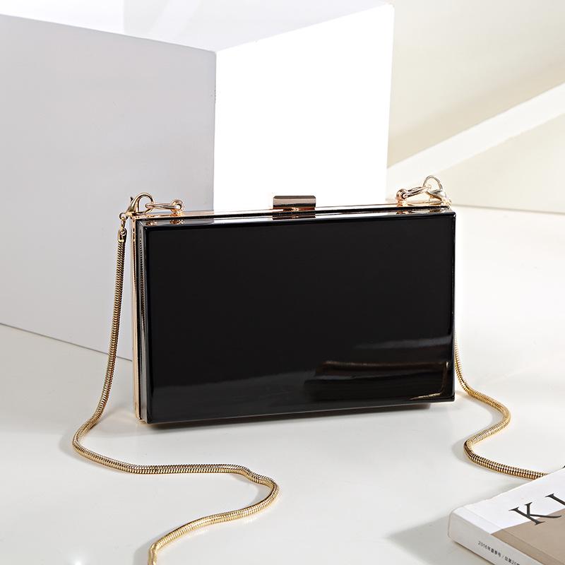 New Box Bag Trendy Setting Dinner Bag Fashionable Versatile Chain Bag Solid Color Transparent Women's Bag