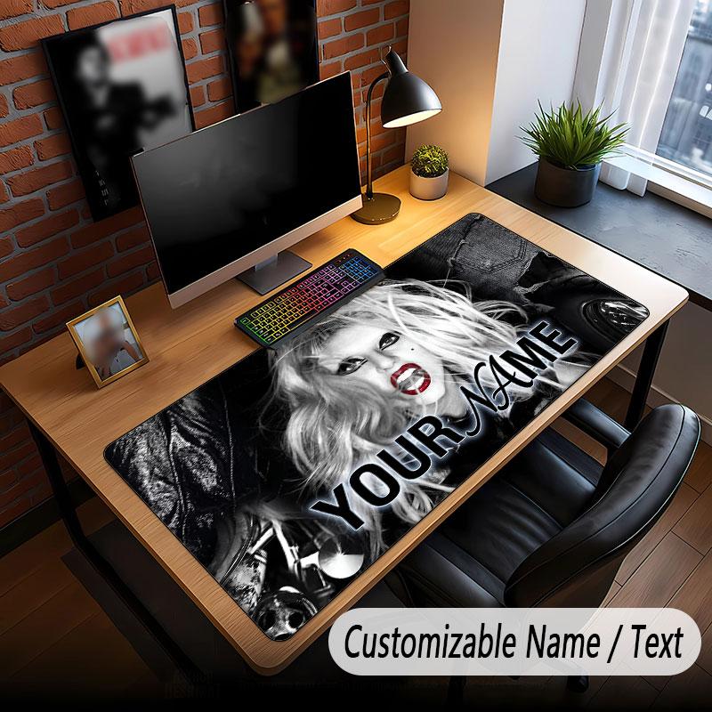 Custom Name Extended Mouse Pad,Lady Gaga Gaming Desk Mat For Home Office Desktop Decor
