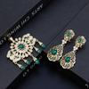 New Brooch Earring Set Bride Wedding Jewelry Set Red Green Crystal Pins Jewelry Earring
