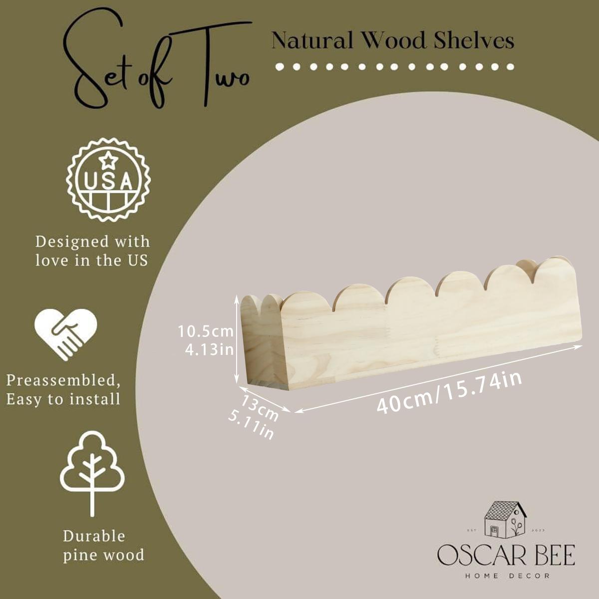 

Бохо Деревянная Настенная Полка, Плавающая Полка из Натуральной Сосны, Дисплей с Фестончатым Краем для Детской, Детской Комнаты или Домашнего Декора в Скандинавском Стиле