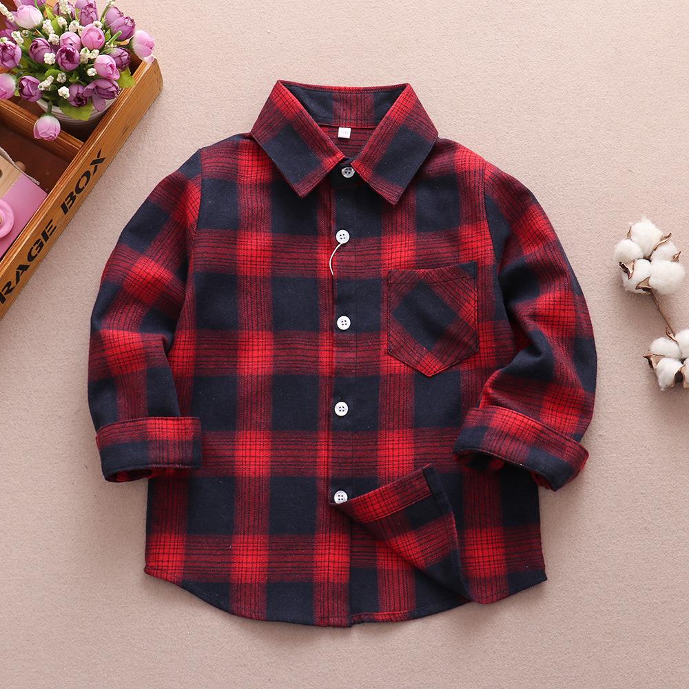 Spring 2025 Boys' Long Sleeve Plaid Korean Style Casual Shirt for Inner and Outer Wear