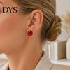 Boho Chic Fashion Earrings 1 Pair Vintage Oval Stud for Women, Retro Statement Commuter Accessories Office Gemstone Earrings, Gold Frame Chunky Stone