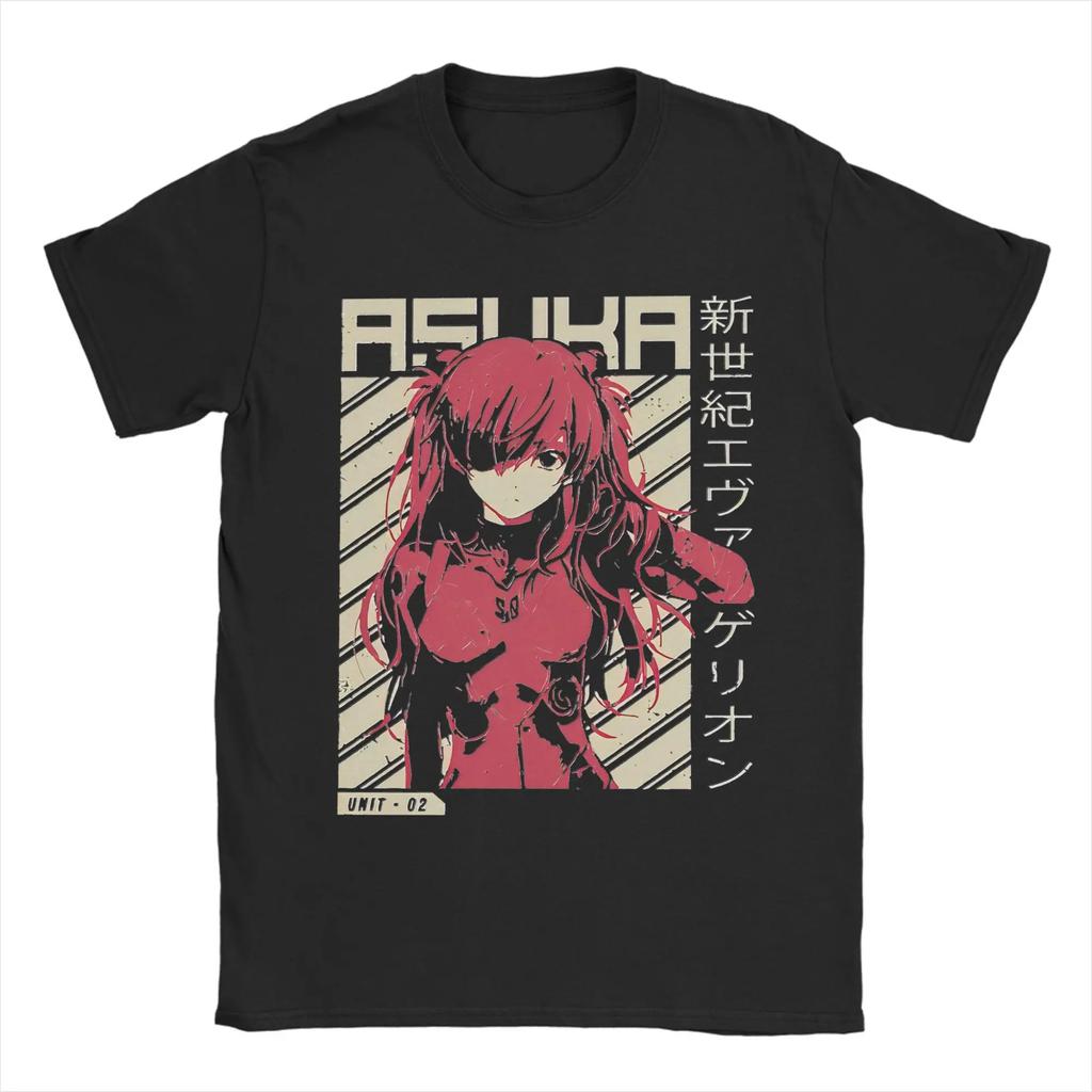 EVA Anime Printing Cotton T-shirt Men and Women Comfortable Fashion Street Y2K Summer Absorb Sweat Loose T-shirt