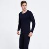 Mens Warm Lounge Kit O-Neck Long Sleeve Tops Elastic Waist Long Pants Monochromatic Thin Pajamas 2Pcs Kit
