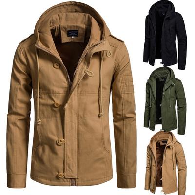 Winter Fashion Men Jacket Outwears Cotton Padded Hooded Coat Casual Jacket Loose Outwear