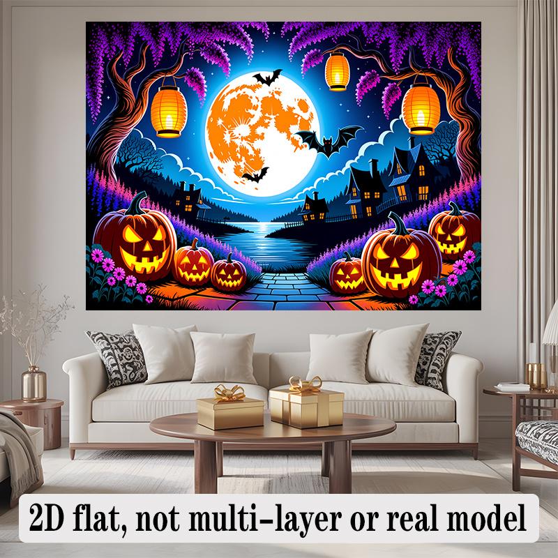 Party Backdrop Halloween Flat Banners Spooky Night Scenery Celebrations Wedding Enthusiasts Photo Background Decor Front Door Decor