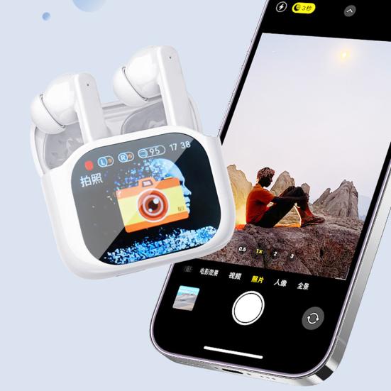 1 Pair Wireless Earphone with Smart Touch Screen Case Noise Canceling HiFi Sound Bluetooth-compatible 5.4