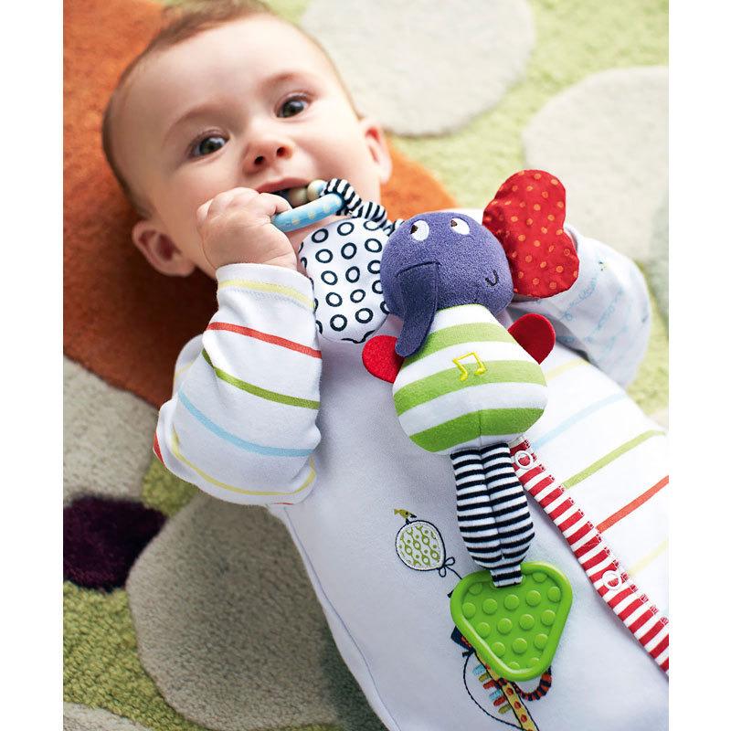 Music Elephant Lathe Hang Baby Infant Soft Dolls Educational Toys Teether