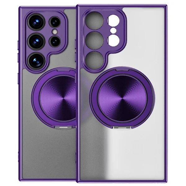 360 Rotating Ring Stand For Magsafe Matte Clear Phone Case For Samsung Galaxy S25 Edge S24 S23 FE Plus A56 A36 A26 A16 A06