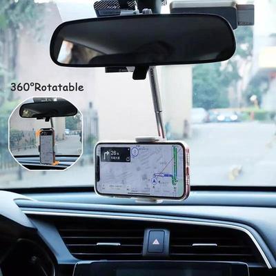 Držiak mobilného telefónu do spätného zrkadla do auta otočný o 360° Stojan na telefón do auta Nastaviteľný teleskopický držiak telefónu do auta