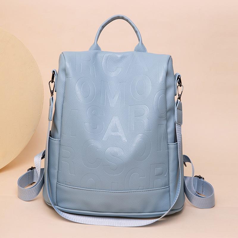 New simple letter messenger bag casual anti-theft pu soft leather travel bag fashionable large-capacity student schoolbag