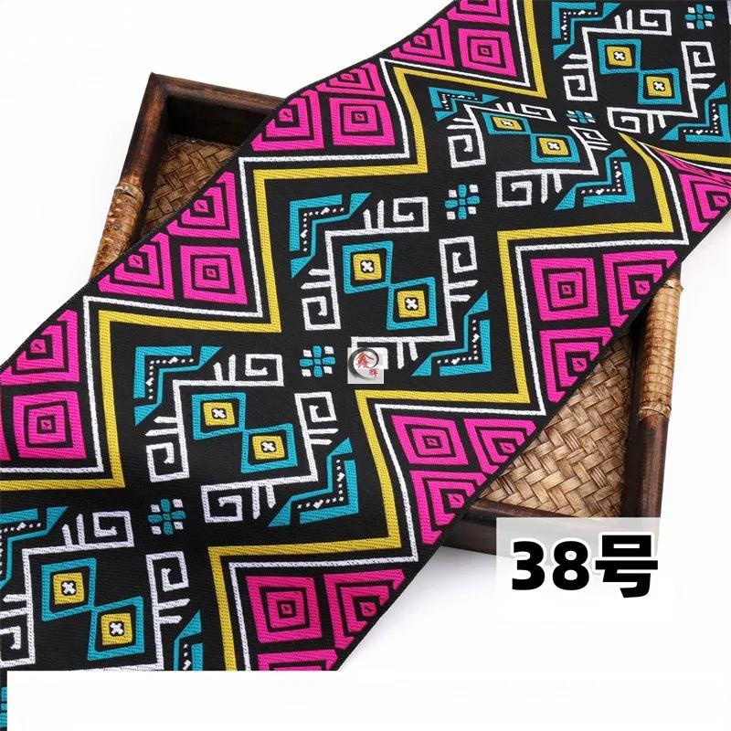 20 cm x 700 cm Hmong Stickerei Spitze Zubehör Miao Nationalität Kleidung Band Brokat Muster Tisch Flagge Wand Hängen Stoff