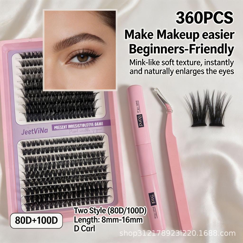 False Eyelash Set Glue Single Cluster Dense Glue-Free Exaggerated Super Long Whole Large Capacity Eyelash Book