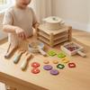 Wooden Play Kitchen Rounded Shapes Cooking Set FoodShaped RolePlay