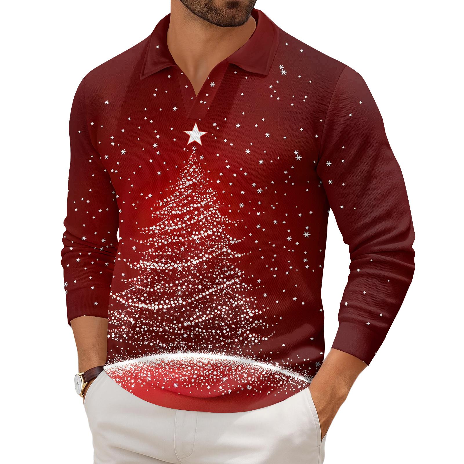 

Мужской повседневный трикотажный базовый топ с длинным рукавом и воротником XL винный