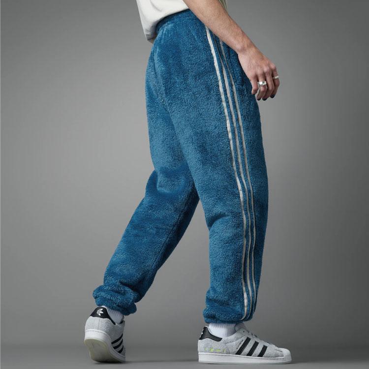 Adidas Originals Trefoil Logo Print Striped Fleece Jogger Pants Men Bottoms Indigo IJ9084